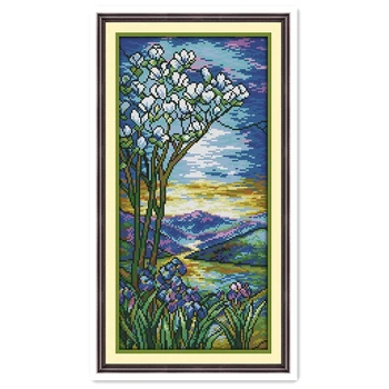

Scenery(2) Embroidery Cross Sets 11CT Printed On Canvas Painting DIYSet Home Decor Chinese Counted Cross Stitch Patterns Kits
