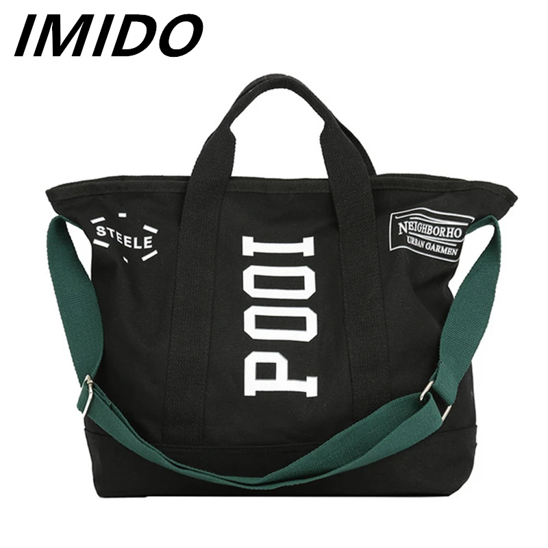 

IMIDO 2019 Summer New Style Canvas Korean Version Of The Shoulder Shoulder Diagonal Handbag Large-Capacity Shopping Simple Tide