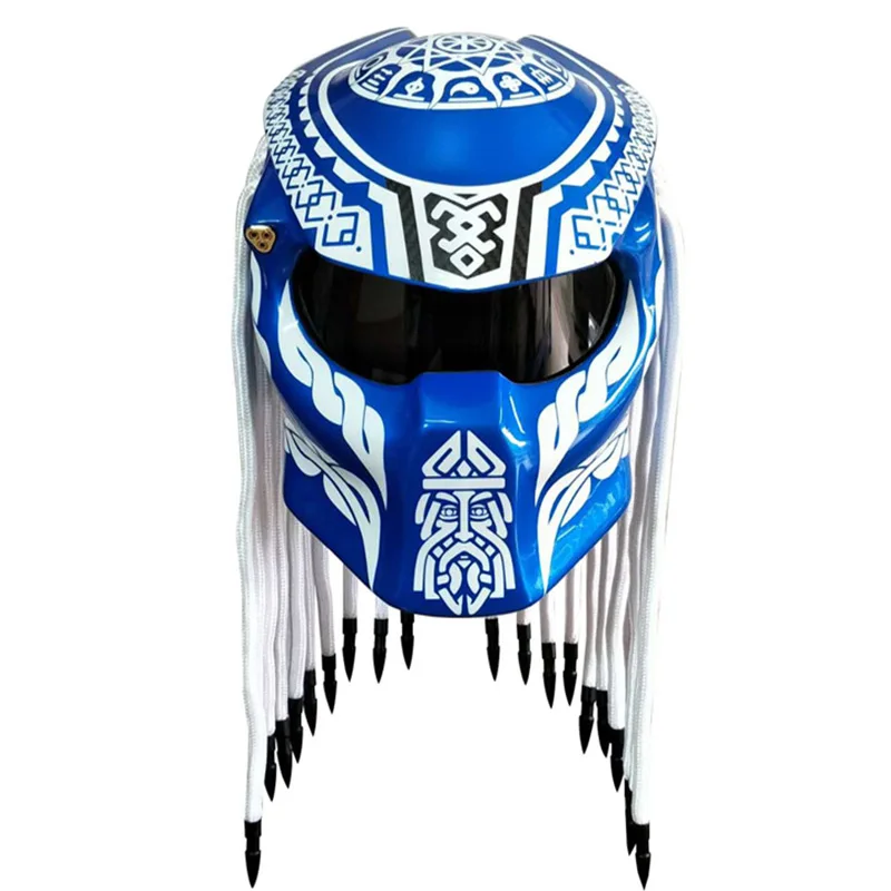 Хищник из углеродного волокна мото rcycle шлем полное лицо мото шлемы мужские ночной уличный гоночный шлем красный лазерный светильник шлем - Цвет: Blue optimus prime