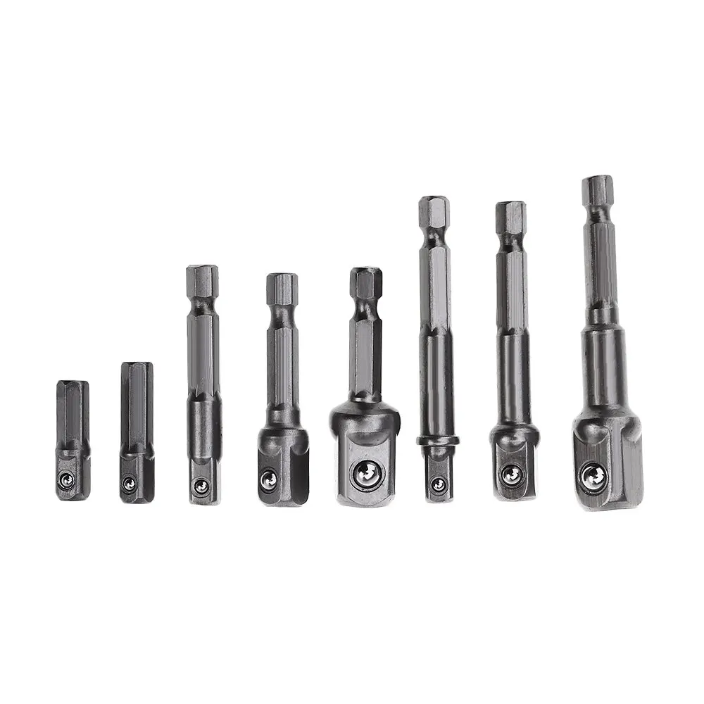 

High Precision 8 Sizes Chrome Vanadium Steel Socket Adapter Power Hex Shank Set Extension Drill Bits Metal Drilling Center Drill