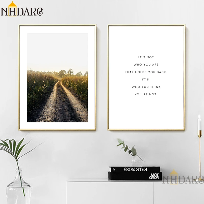 

Nordic Posters and Prints Canvas Painting Art Field Trail Quote Wall Pictures for Living Room Bedroom Cuadros Home Decor