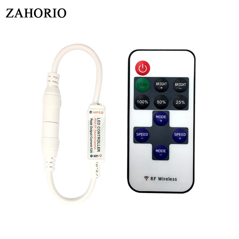 Светодиодный Одноцветный контроллер полосы DC12 24V DC/проводной разъем + 11key RF