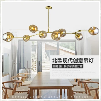 

modern blown glass chandelier lighting bedroom room light LED Molecular chandelier for dining room AC 110V-260V