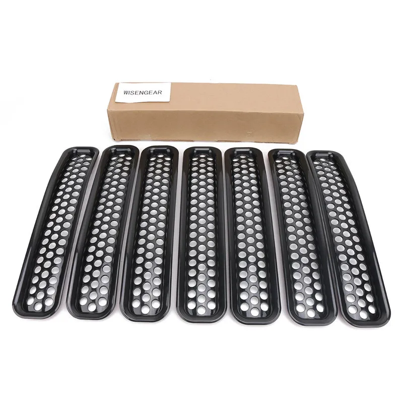 WISENGEAR  For Jeep Wrangler TJ Front Mesh Grill Bezel Cover 7PCS Bumper Grille Insert Honeycomb Trims Grill For Jeep Wrangler TJ 1997 - 2006  (11)