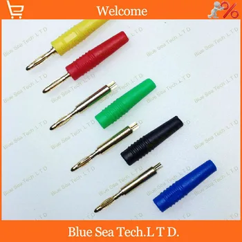 

10pcs DIY 2mm banana plug,test terminal connector plug,Gold-plated copper+PVC Free Shipping