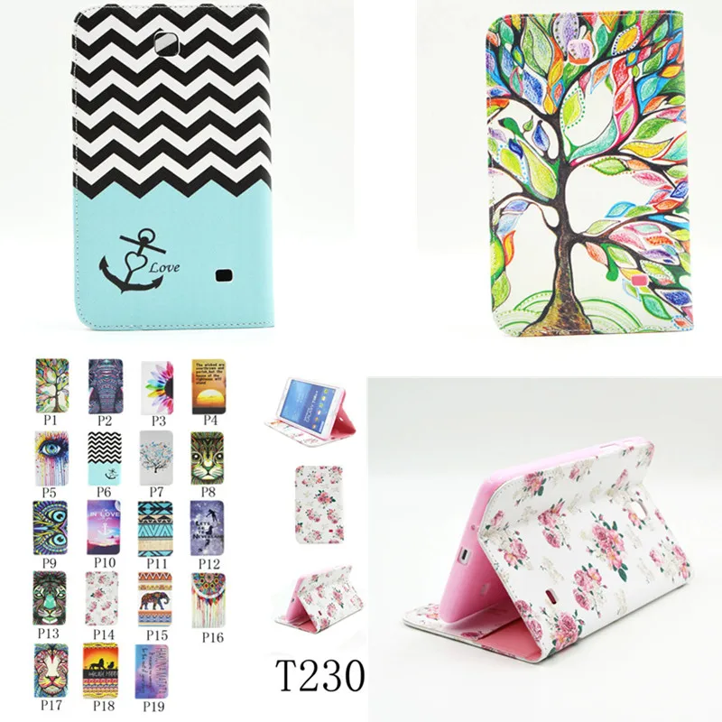 

BF Stylish Art Print Slim PU Leather Flip Stand Case with Card Slots for Samsung Galaxy Tab 4 7.0" SM T230 T231 T235
