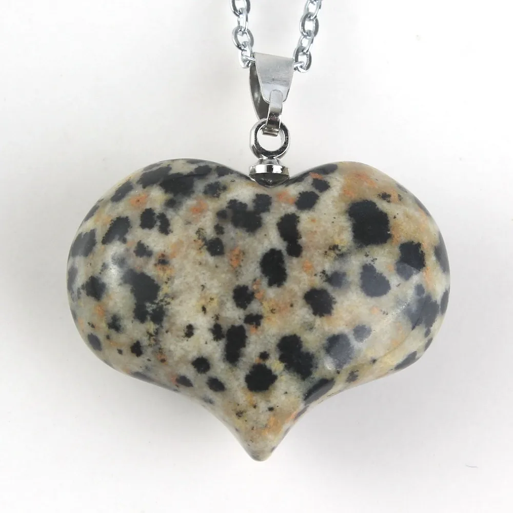 Natural Gnergy Gemstone~ Silver Plated Natural Rock Cryatal Rose Pink Quartz Opalite Opal Black Agates Love Heart Stone Pendant Women Men Jewelry 9 AA00201023708a