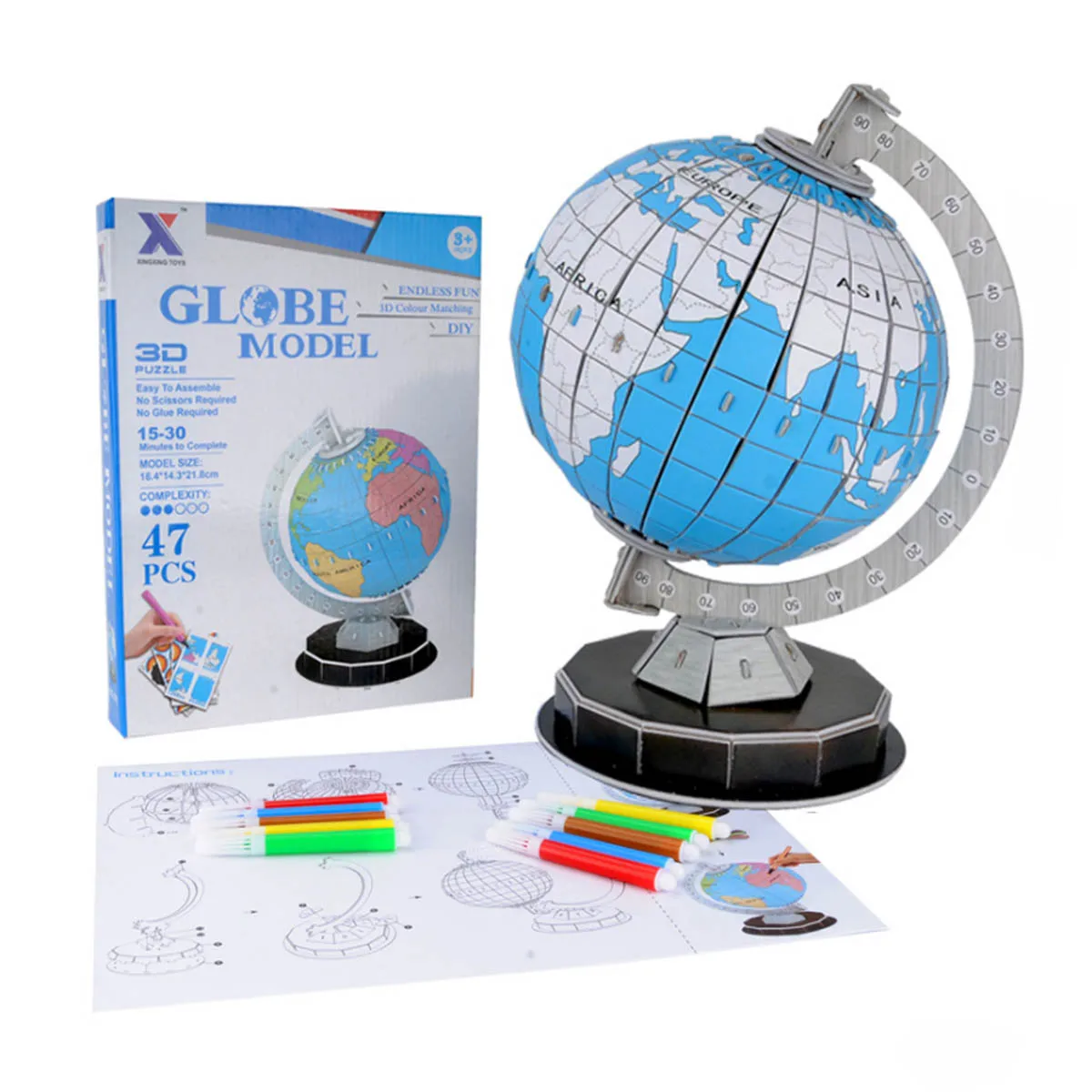 

DIY 3D Puzzle Globe Model Painting Puzzles Tellurion Color Matching Earth Models Continents Learning Board