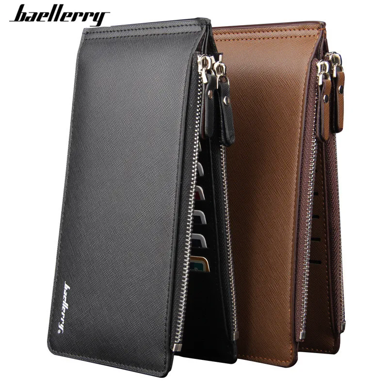 

Baellerry Brand Casual Long Men Leather Wallets Brand Purse Card Photo Holder Male Clutch Zipper Big Capacity Wallet Carteiras
