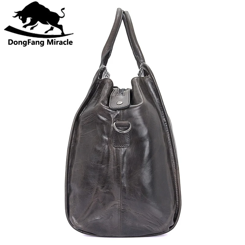 DongFang Miracle 18 дюймов натуральная кожа дорожная сумка повседневные мужские сумки