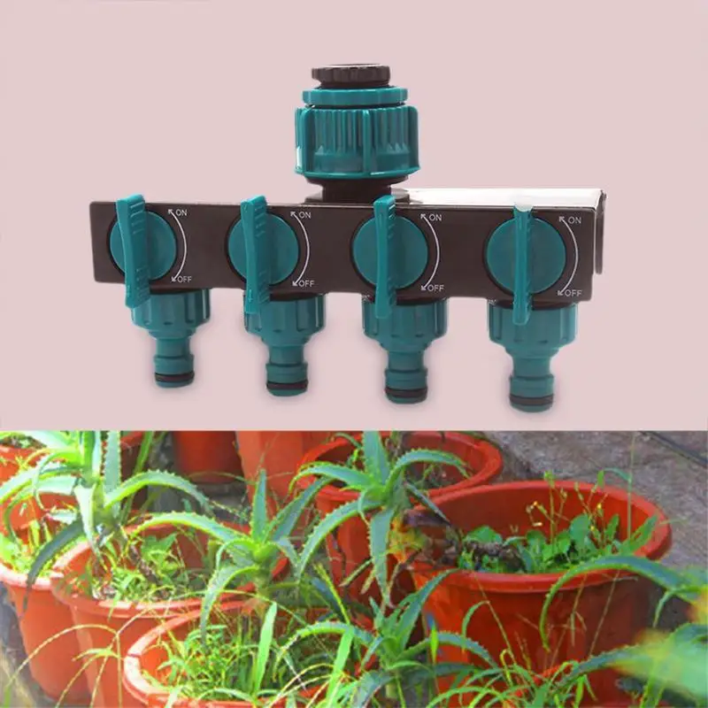 Garden Irrigation System 4-way Tap Hose Splitter Garden Drip 4/7 or 8/11 Hose Fittings Pipe Connector Irrigation Set Watering Garden Irrigation System 4-way Tap Hose Splitter Garden Drip 4/7 or 8/11 Hose Fittings Pipe Connector Irrigation Set Watering