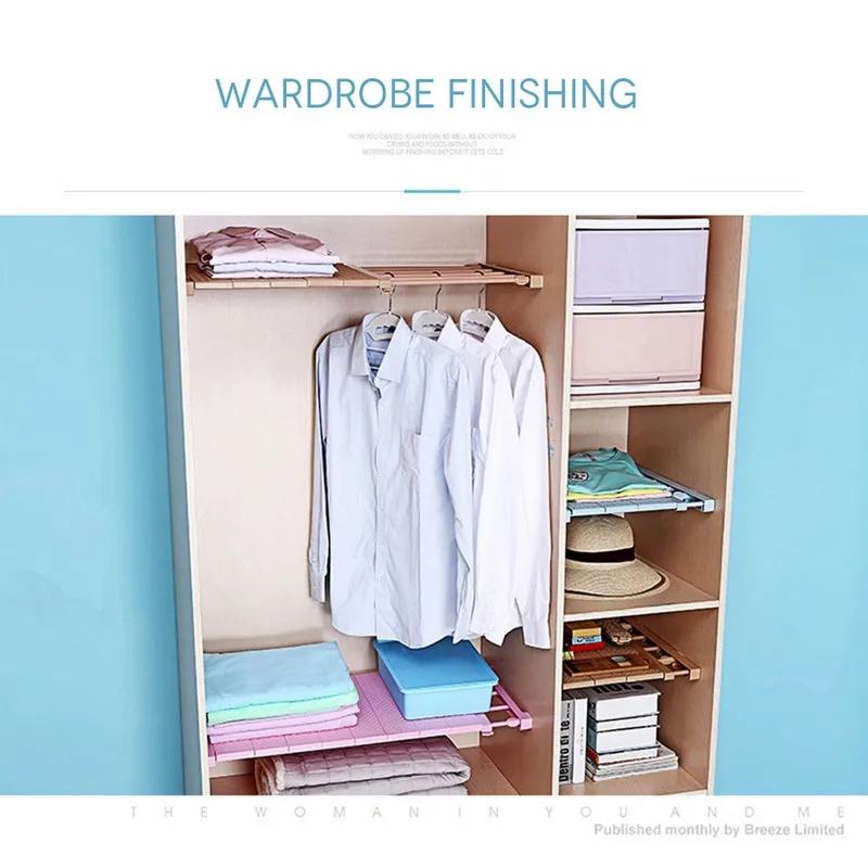

Adjustable Closet Organizer Storage Shelf Wall Mounted Kitchen Rack Space Saving Wardrobe Decor Shelves Home Accessorie New
