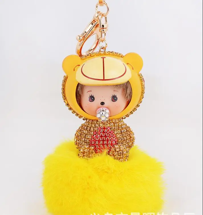Hot Sale 2016 Monchichi font b Keychain b font 18K Gold Plated Monchhichi Key Valentine s