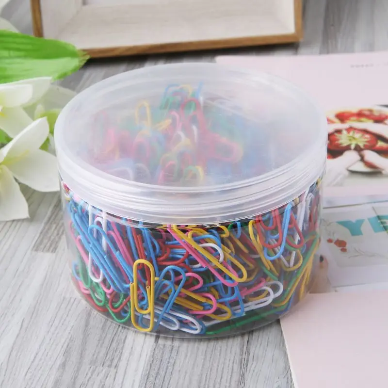 

2019 New 500Pcs 33mm/1.30in Paper Clip With Storage Case Bright Colors Photo Clip Bookmark DIY Handmade Decor School Stationery