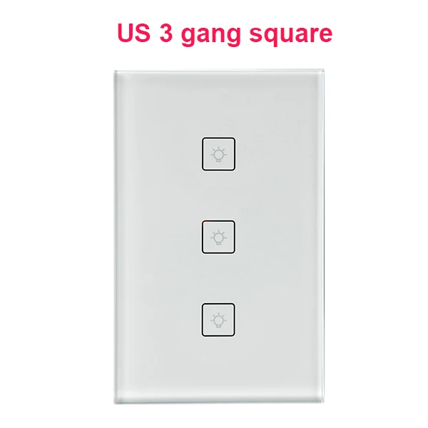 US 3 Gang Square Timethinker умный дом Wifi переключатель настенный сенсорный свет 1 банда 2 банды 3 банды WiFi 433RF приложение пульт дистанционного управления работает с Alexa - Цвет: US 3 Gang Square