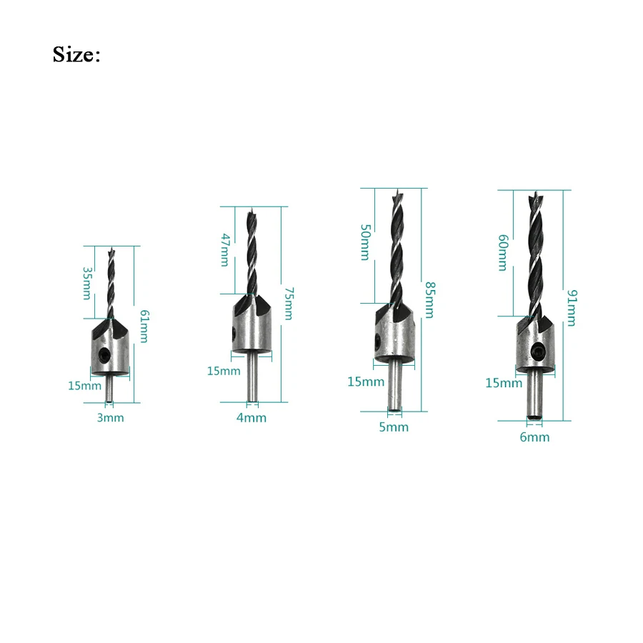 4 шт./7 шт. флейта зенковки сверла с потайной головкой набор сверл 3 наконечника деревообрабатывающие сверла 3,4, 5,6, 7,8, 10 мм