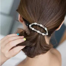 1 шт. заколки для волос для девочек, новая мода, дикие жемчужины, твист, жемчуг, банан, клипсы, натуральные стразы, полые эллиптические заколки для волос G0430