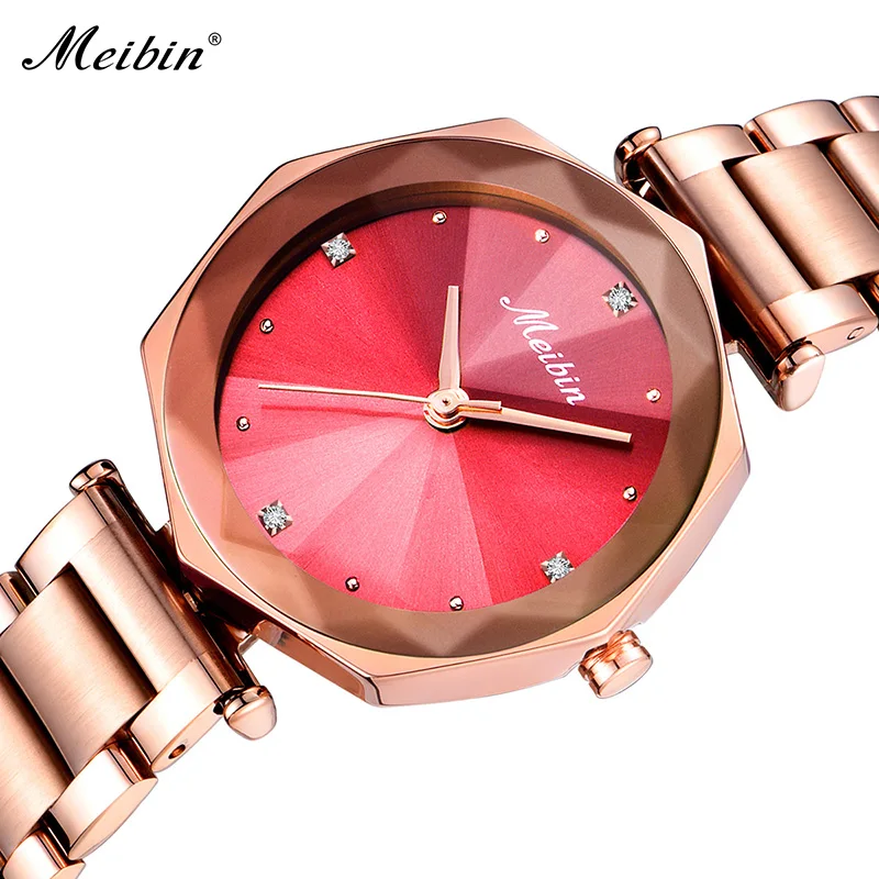 

2018 Meibin Fashion Women Quartz Watch Luxury Stainless Steel Leather Lady Casual Wristwatch Dress Clock Relogio Feminino Gifts