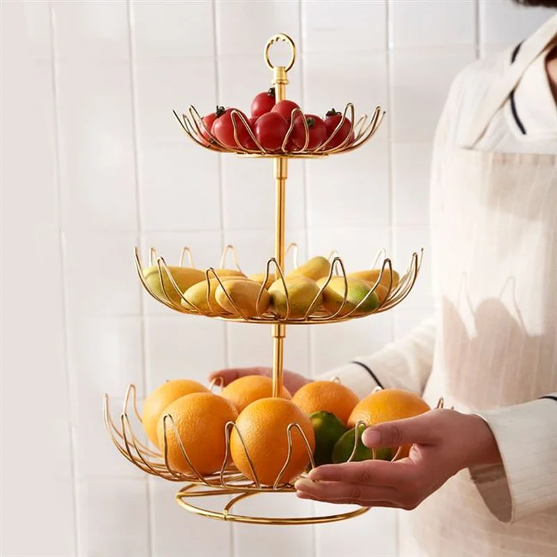

Multi-layer fruit plate modern candy pot home living room KTV fruit plate multi-function three-layer fruit basket WF7011113