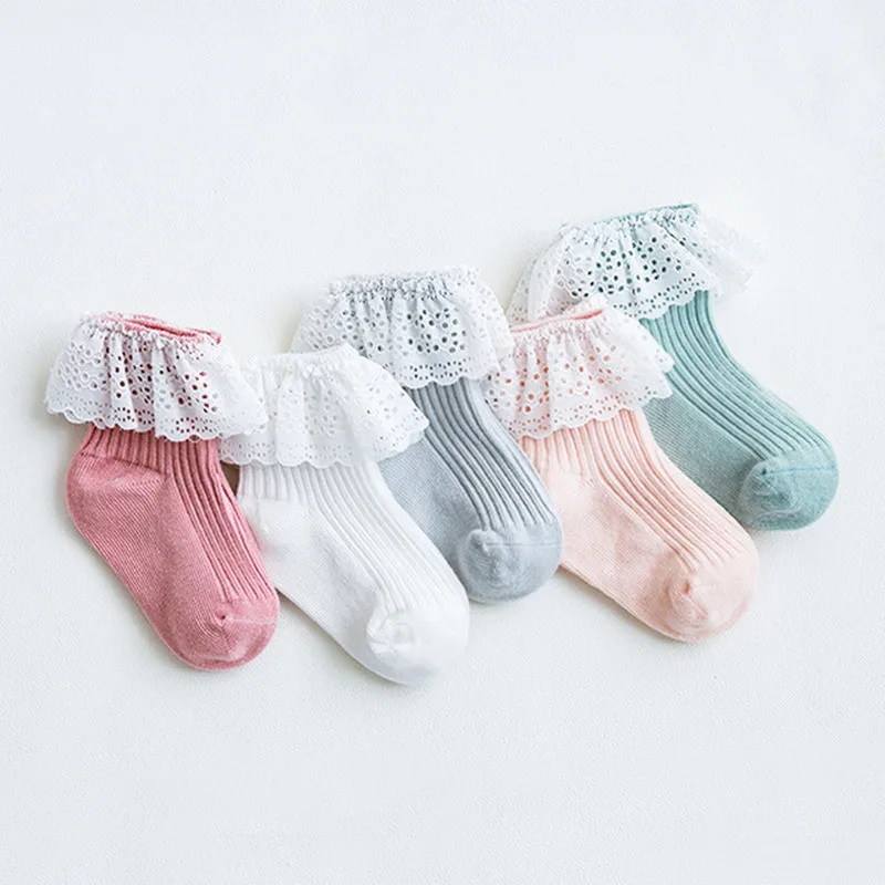 

2019 Baby girl socks Spring mesh pearl lace socks cotton tube girls socks baby thin cotton short Newborn princess accessories