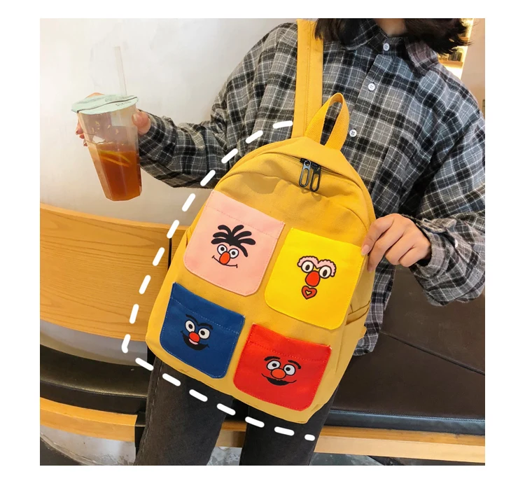 Menghuo 2019 Backpacks Women Cartoon Printed High Quality Canvas Backpack for Girl School Bag Teenagers Women Travel Bag Mochila_27