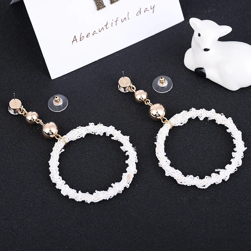 

Korea Style Gold Color CZ Fashion Big Lace Circle Hollow-out Dangle Drop Earrings for Girl's Party Wedding Gorgeous Earrings New