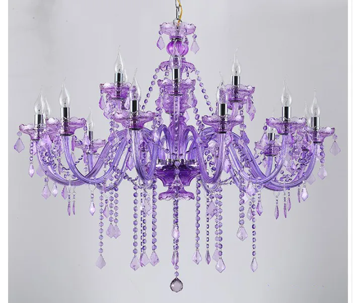 Европейский D95cm фиолетовый Decora Тиффани светодиодный хрустальные люстры хрустальные лампы современное освещение AC Гарантировано 100%
