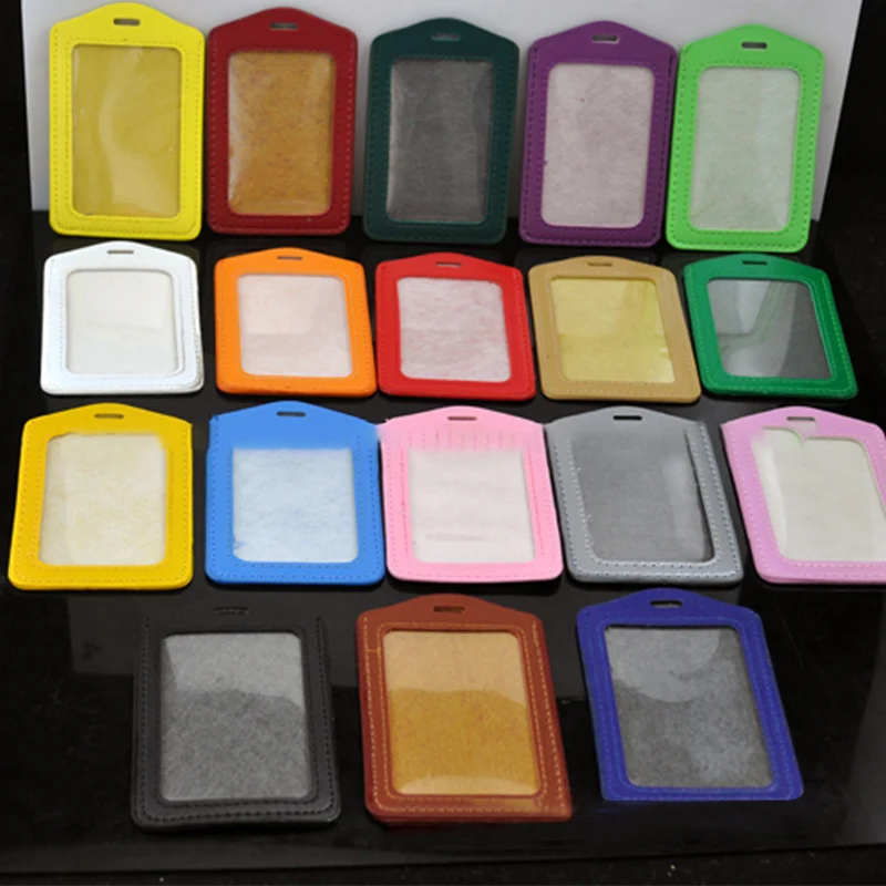 

PU Leather ID Badge Case 1pcs Horizontal High Quality Color Border Bank Credit Card Holders ID Badge Holders No Lanyard