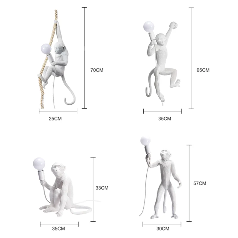 Подвесной светильник ELETTI с черной обезьяной, современный светодиодный настенный Декор, для дома, декор из пеньковой веревки, промышленные Ретро подвесные светильники для гостиной, подвесные лампы