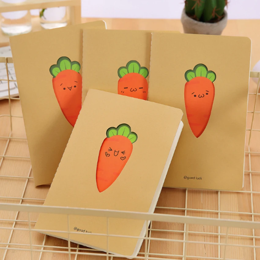 1 шт./лот милый морковь крафт-блокнот с подкладкой Бумага A5 блокнот канцелярские ручной книги школьные канцелярские принадлежности