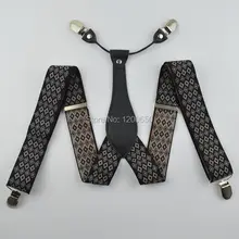 Мужские Регулируемые Эластичные подтяжки жаккард 4 клипы Подтяжки мода чулок в полоску для брюки подарки свадебные подтяжки 3.5 см