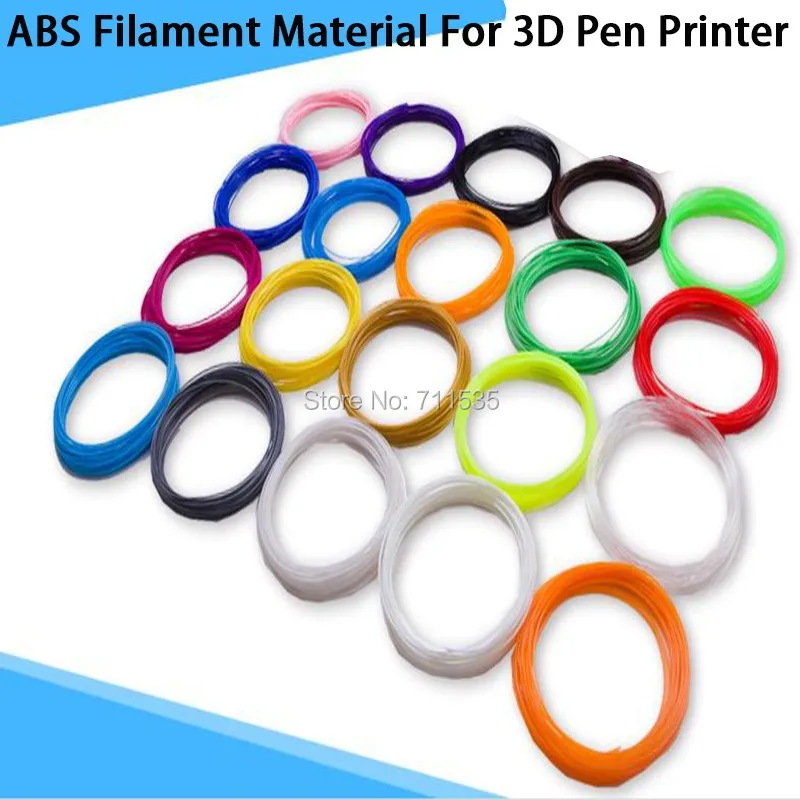 20 Цвета ABS нити Материал для 3D-принтеры ручка caneta 3D 1.75 мм Пластик резиновая расходные материалы/5 м или 10 м Длина для выбора