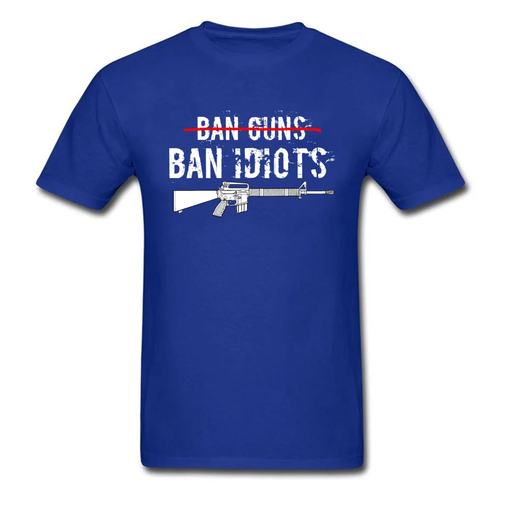 Tops Shirts cosie T-shirts Mother Day 2018 Newest Normal Short Sleeve 100% Cotton Round Collar Youth Top T-shirts Normal Ban Idiots Not Guns Pro Gun Second Amendment Shirt blue