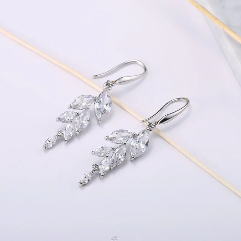 SLBRIDAL модные ювелирные изделия Bijoux анти-аллергический кубический Крюк из циркония серьги Шарм Висячие серьги для женщин розовое золото висячие серьги