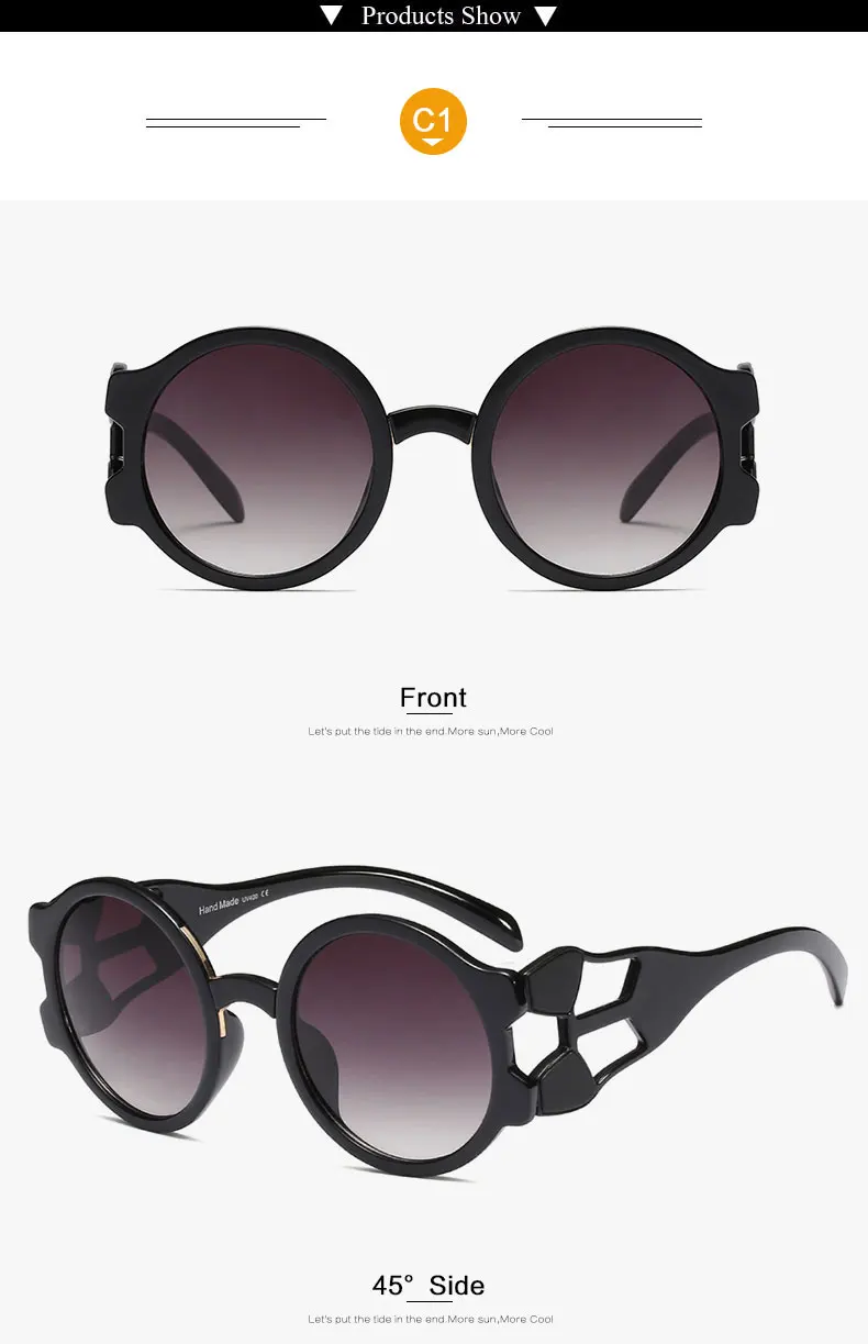 Vintage Style Women Round Sunglasses Classic Brand Design Retro Lady Sun Glasses UV400 Gafas Eyewear Shades Oculos de sol