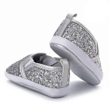 

Newborn Girls Boys Crib Shoes Soft Sole Anti-slip Baby Sneakers Sequins Shoes UK F2