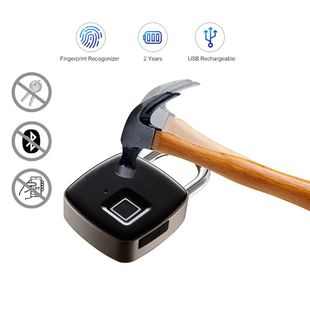 

Hard Stainless Steel Anti-hammer Anti-theft Fingerprint Lock Bluetooth Fingerprint Password Padlock App Remote Management Unlock