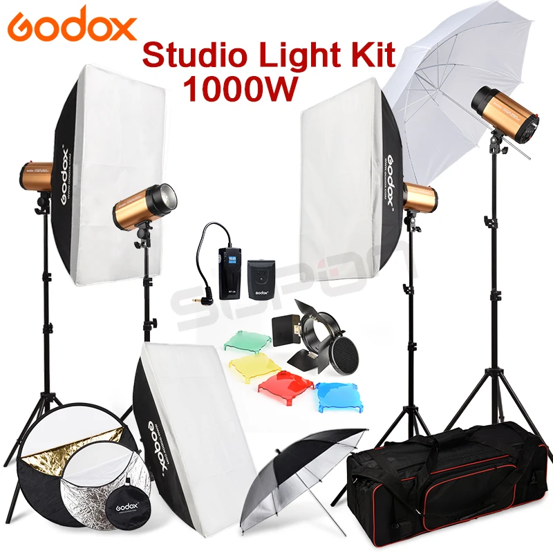 Godox 250SDI 4 x 250W Studio Flash Light stand with Carry Bag Soft Box