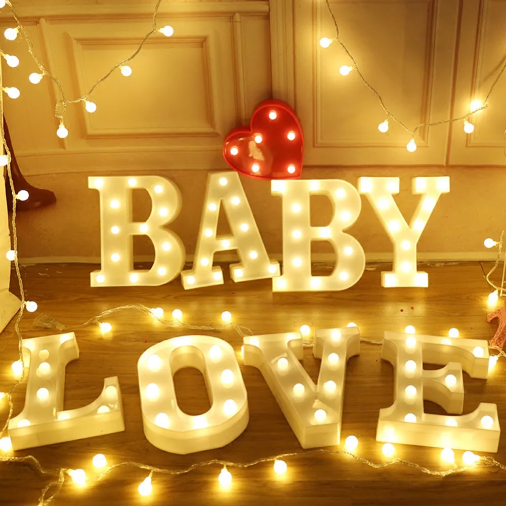  26 Letters Fun White Plastic LED Night Light Marquee Sign Alphabet Lights Home Club Outdoor Indoor  - 32948290325