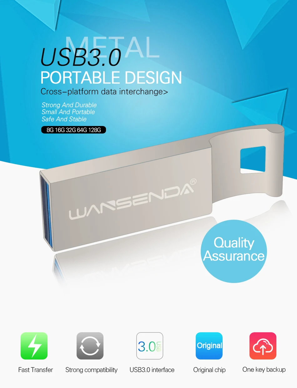 Wansenda Портативный USB 3,0 High speed накопитель USB Flash Drive 64 ГБ 32 ГБ 16 ГБ 8 ГБ мини флешки Memory Stick