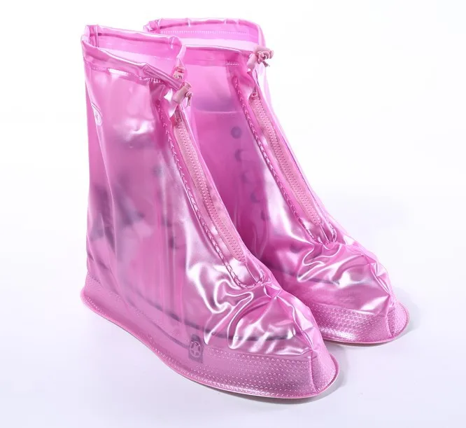 Yd-ever мужские и женские непромокаемые ботинки; водонепроницаемые непромокаемые туфли для многократного применения; нескользящая молния; легкая износостойкая обувь - Цвет: pink