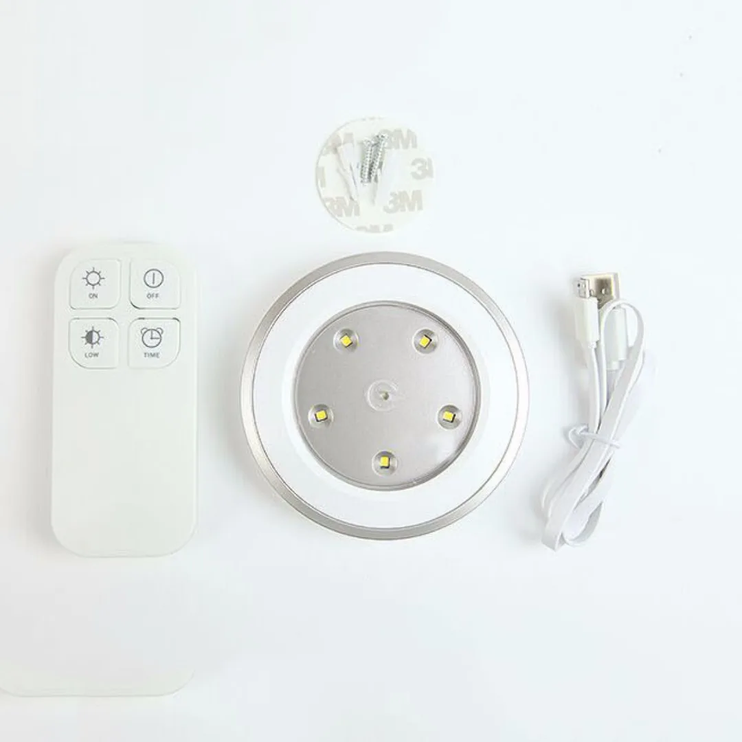 White 5 LED Night Light Lamp Stick-on Cabinet Closet Wardrobe Wireless Remote Control