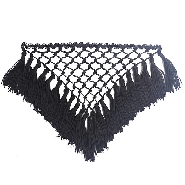 5piece Braided Black Fringe Tassel Trmming Applique Polyester Craft