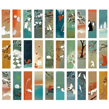 

30pcs Creative Chinese Style Paper Bookmarks Painting Cards Retro Beautiful Boxed Bookmark Commemorative Gifts