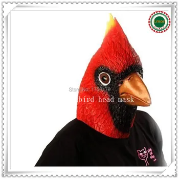 

Hotsale Cardinal Bird Head Mask Creepy Animal Halloween Costume Theater Prop Novelty Latex Rubber Funny Bird Mask Free Shipping