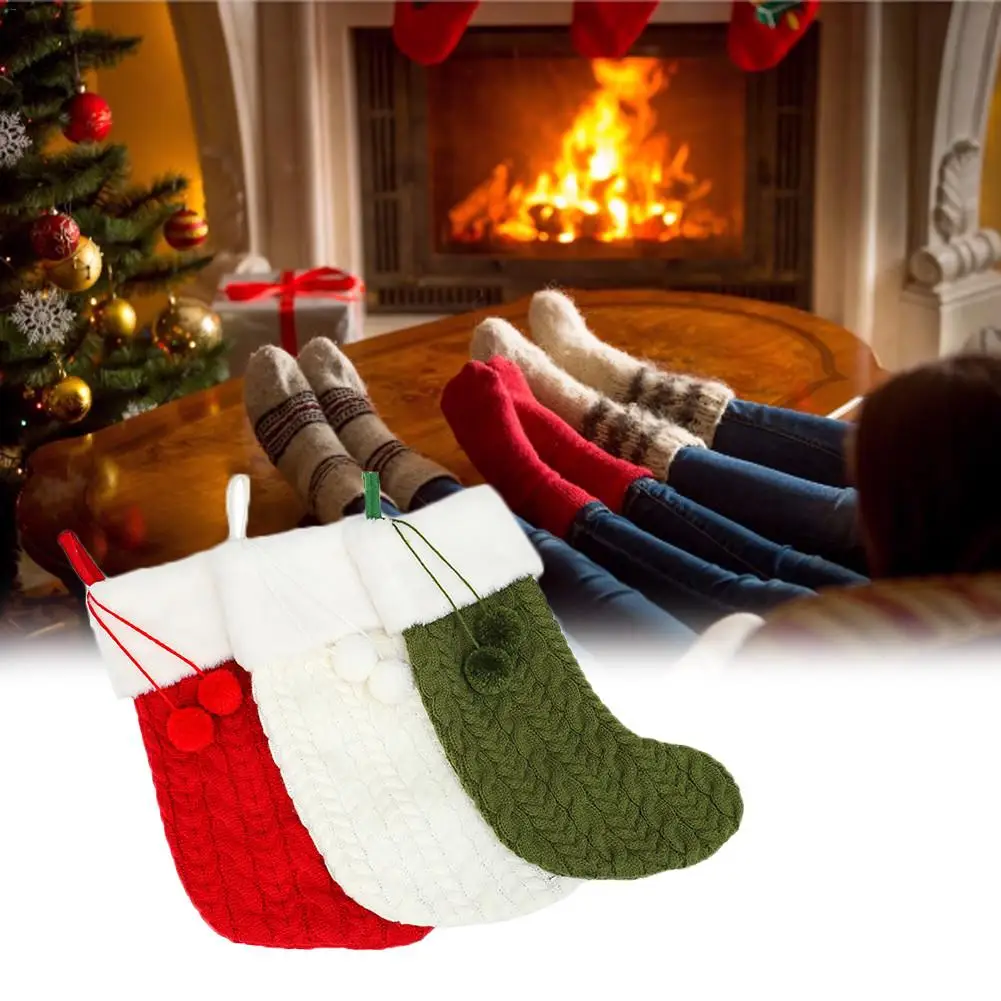 

Christmas Ornaments Knitted Wool Thick White Hair Socks Hotel Home Christmas Socks New Year Gifts For Kids Xmas Tree Ornament