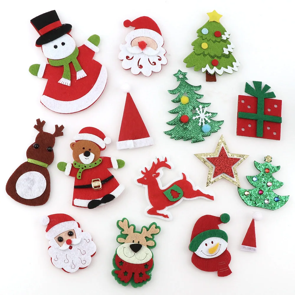 Christmas Decorations Fashion Christmas Snowflake Tree Hat Gift Star Patchse Diy Craft Accessory Handmade Applique Patch For Clothes Hat Felt Applique
