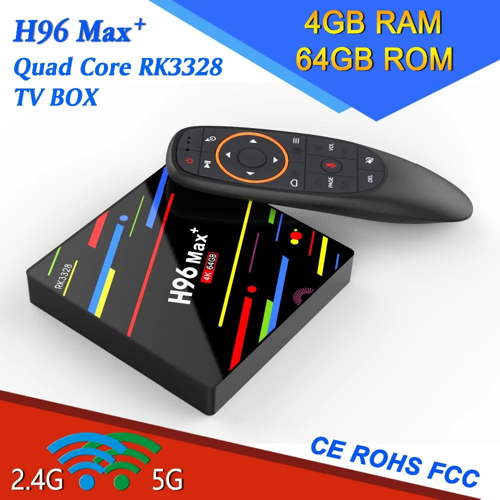 

Qixi H96 max + RK3328 Quad-core smart tv box 4 GB RAM 64 GB ROM OS android 8.1 Smart TV caja WIFI 2.4G/5G USB3.0 USB2.0