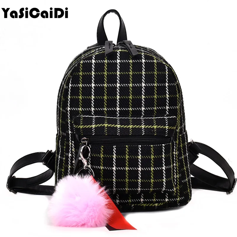 

High Quality Canvas Women Backpack Mini School Backpack For Teenagers Girls Small Full Ball Backpacks Plaid Patchwork Packbags