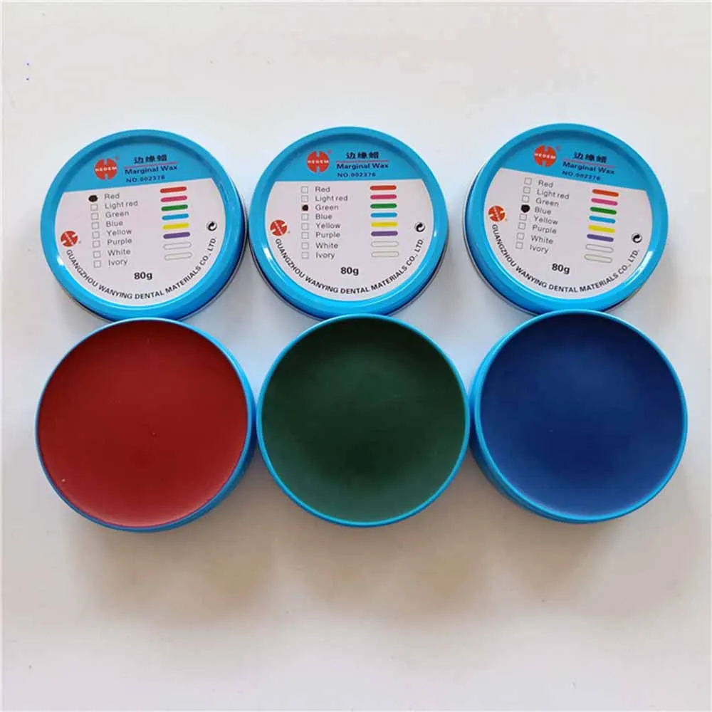 

Dental Lab Materials Margin Wax (red green blue) Tin Wax Weight 80G